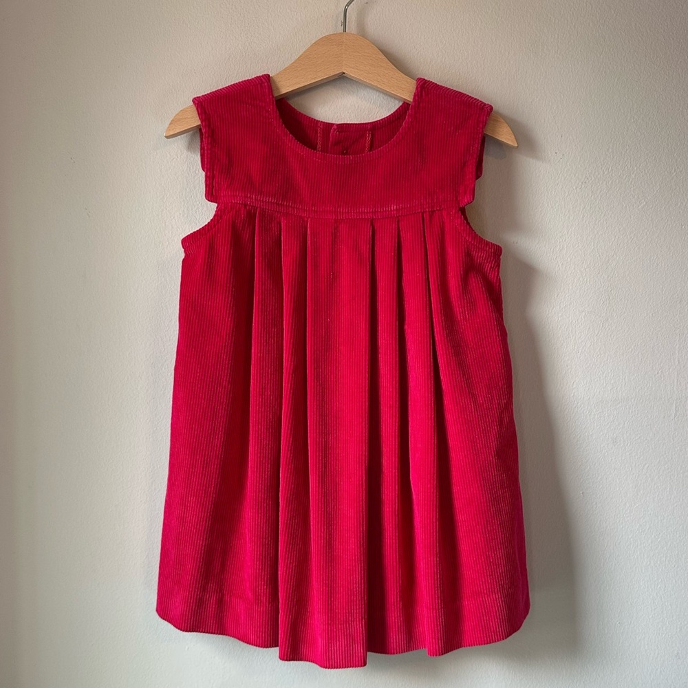 Toddler Girl’s Raspberry Corduroy Pinafore Dress Size 4T
